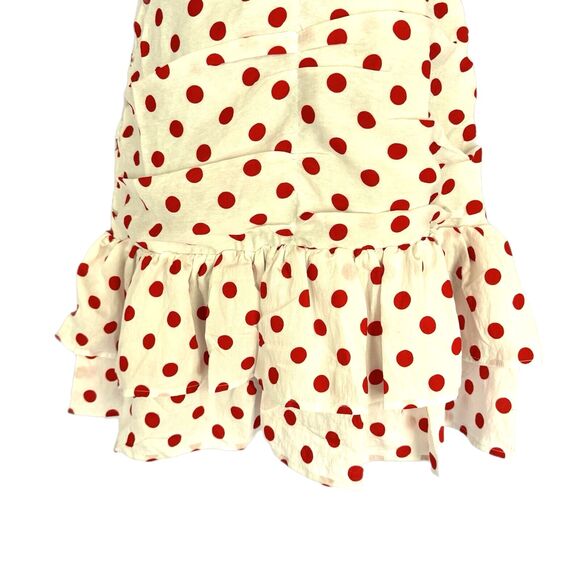 Revolve Endless Rose Puff Sleeve Ruffle Dress White Red Polka Dot Women’s Size M - Picture 3 of 7